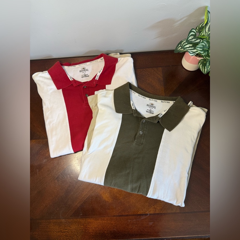 Lot of 2 Vintage Redhead/Bass Pro Shop Mens Size 2XL Striped Short Sleeve Polos